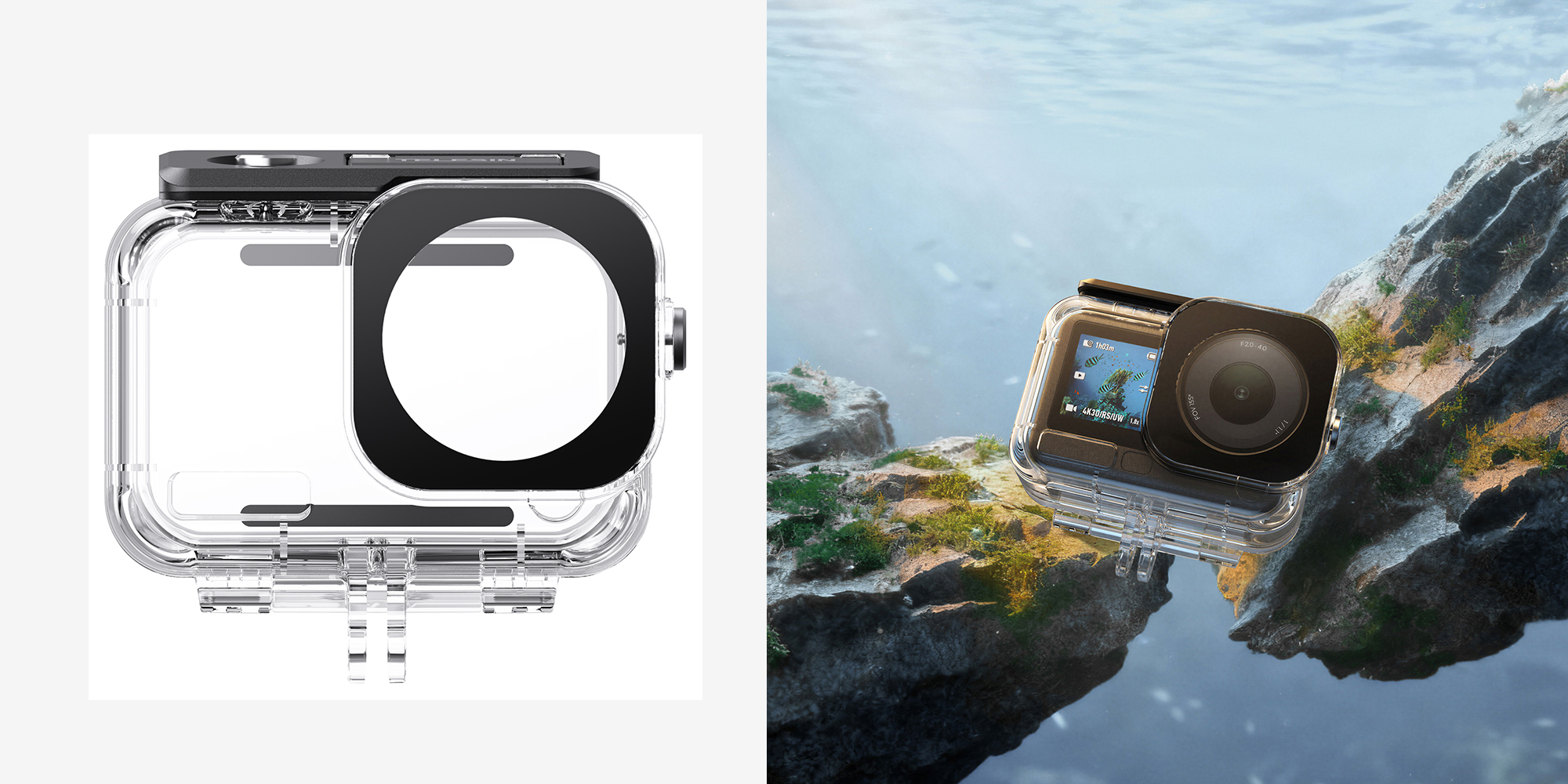 width=100% Obudowa wodoodporna Telesin S4-WTP-12 do kamer DJI Osmo Action 6